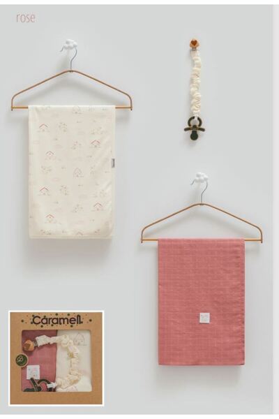 Caramell İncibaby 100% Cotton Baby Girl Set of 3 (1 Muslin Blanket + 1 Combed...