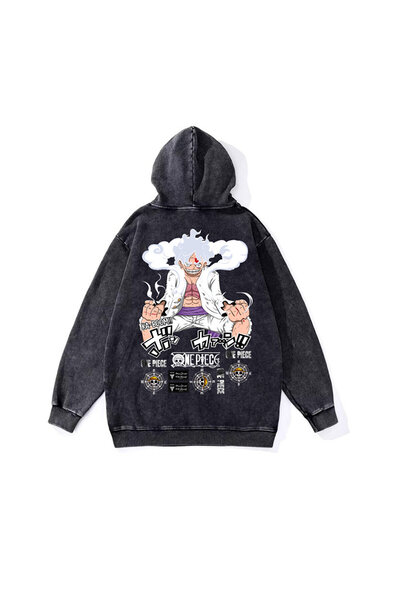 Le Savu Washable Anime One Piece Gear Fivee Series Printed Unisex Hooded Over...