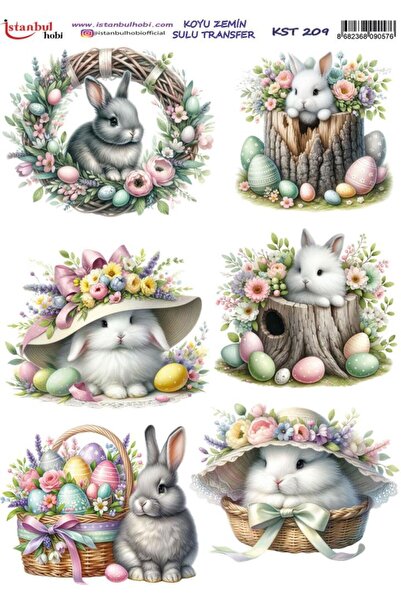 İstanbul Hobi Dark Background Water Transfer Paper 25X35Cm Kst-209 Rabbit