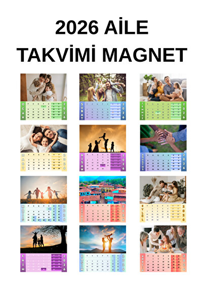 Tasarımistan 2026 Aile Takvimi Kişiye Özel Fotoğtaflı Takvim 10X10 CM Mıknatı...