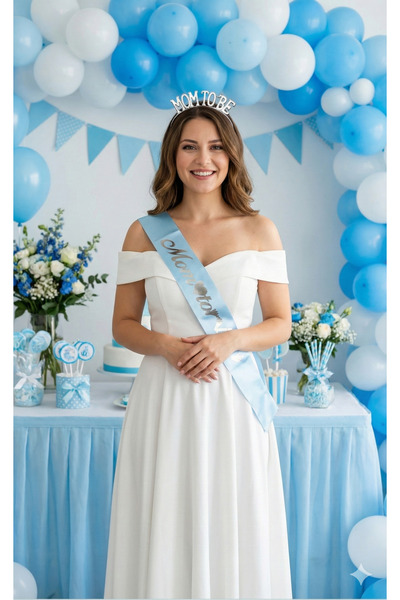 Azebu Mom To Be Kuşak Ve Taç Doğum Partisi & Anne Kuşağı Ve Tacı Baby Shower Set