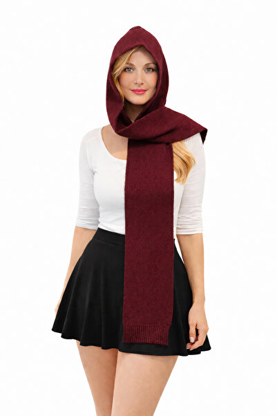 Loov kadın yumoş tiftik iplik kapşonlu atkı - balaklava - şık hood triko atkı...