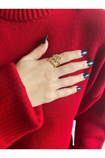 milayk Gold Glitter Four Star Ring