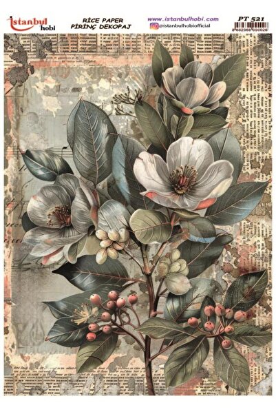 İstanbul Hobi ورق ديكور نحاسي 30×42 سم PT-521 زهور