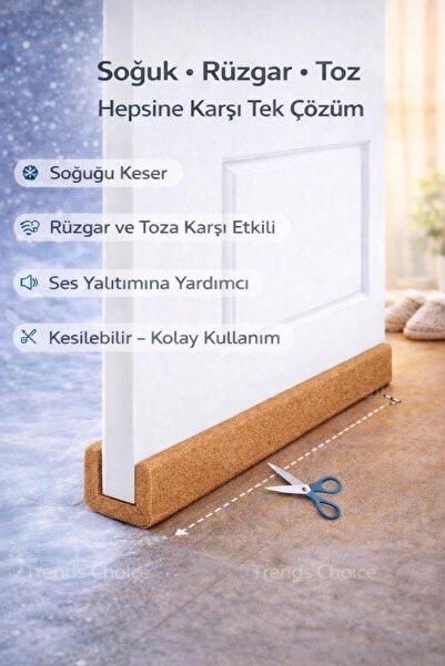 trends's choice 3 Adet Kapı Altı Rüzgâr, Soğuk ve Toz Önleyici Yalıtım Süngeri - Klasik Renk