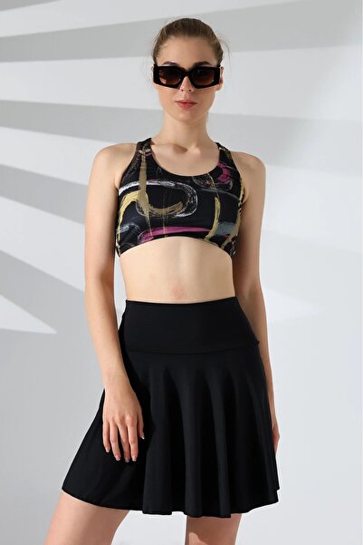 SUERTO Yüksek Bel Şortlu Etekli Badi Bikini Mayo Takımı Badi İç kısmına Dikil...