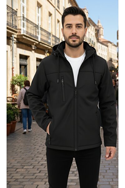 zeyra Erkek çıkarılabilir kapüşonlu içi polarli su ve rüzgar geçirmez softshe...