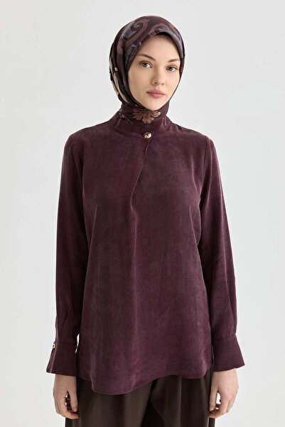 Tuğba Yaka Detaylı Bluz - Bordo