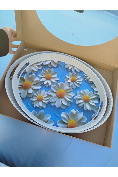 kalitekstil 2 li plastik tepsi çeyizlik hediyelik mutfak eşyasi