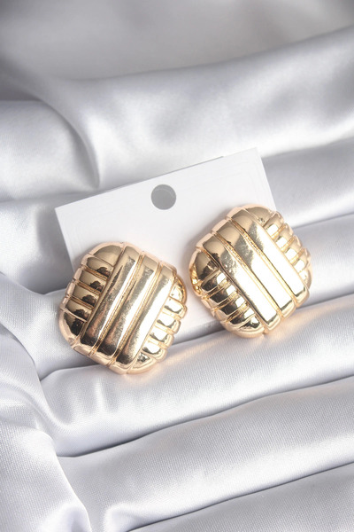 My Reality Fashion أقراط نسائية بتفاصيل مطرزة باللون الذهبي النحاسي