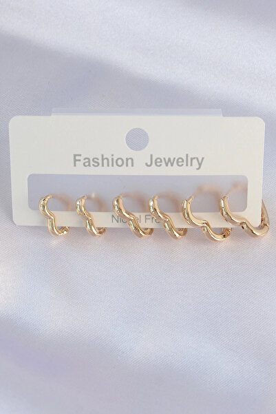 esplendor Brass Gold Color Heart Model Earring Set