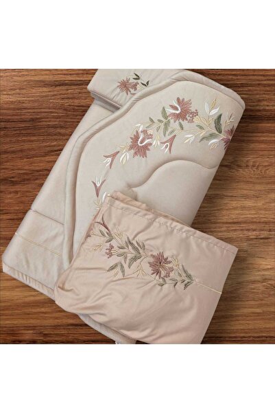 Arum Carpets طقم سجادة صلاة اسفنج مبطن مطرز مع شرشف صلاة مطرز مكسر خامة بارده...