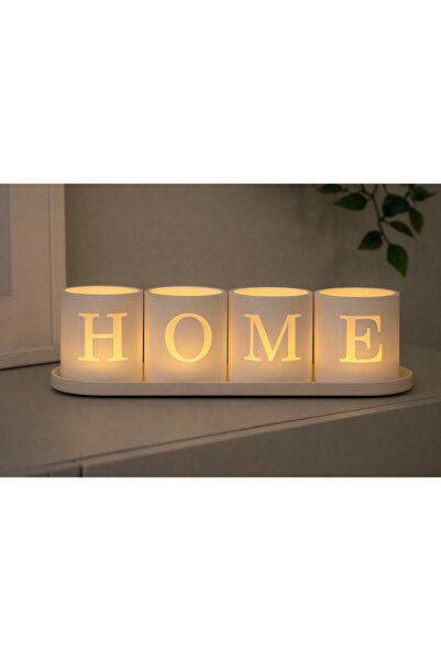 MİR STORE HOME Yazılı LED Mumluk Seti – Dekoratif Işıklı Ev Aksesuarı