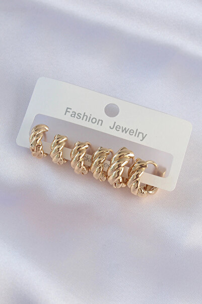 esplendor مجموعة أقراط نحاسية ذهبية اللون صغيرة مسننة