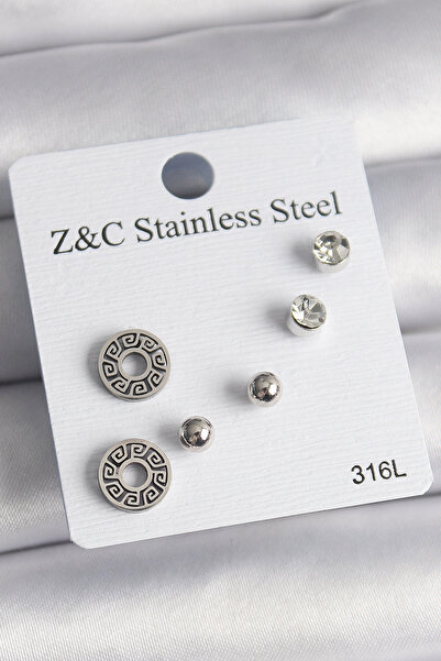 Adoil 316l steel silver color zircon stone maze model women's earring set