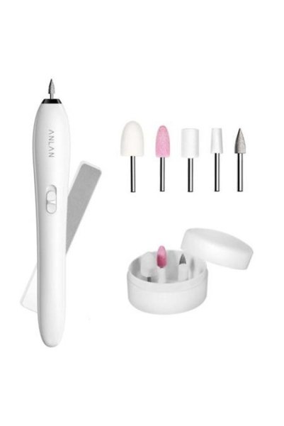 ANLAN Set pentru manichiura-pedichiura automat, cu pila de unghii si accesorii, 5 freze incluse, 2 viteze