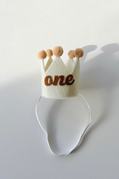 COOLMINIES 1 year old pom pom birthday king crown - coffee