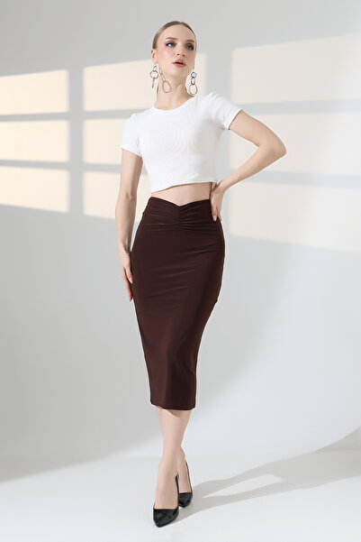 lubiti Μπροστινή σουρωτή φούστα με ντραπέ/Ύφασμα κατάδυσης με εσωτερική επένδ...