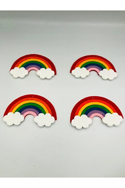 DUCK HOBY 4 Adet Keçe Motif Gökkuşağı, 8x5 cm Keçe Süs, Keçe Arma, Süsleme