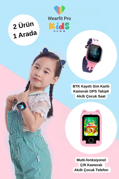 Wearfitpro Sim Kartlı BTK Kayıt GPS Konum Takipli Kameralı Akıllı Çocuk Saat ...