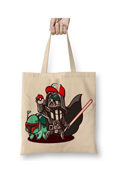 Toyaso Darth Ash Vader Pokemon Geantă de pânză albă Geantă de cumpărături cu ...