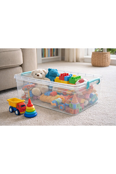 ŞENFA HOME حاوية تخزين شفافة بسعة 20 لتر - صندوق بلاستيكي متعدد الأغراض مع غط...