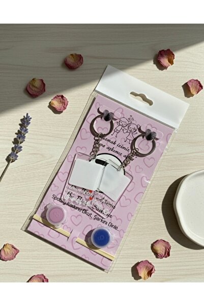 Store Spotify Barkodlu 2'li Anahtarlık Seti Kendin Boya Çift Anahtarlığı Sevg...