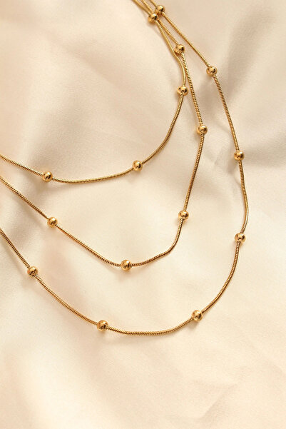 lowell home Steel Gold Colored Multiple Necklace with Heel Design