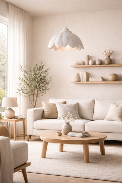 Sellor Modern Beyaz Yaprak Form Avize Tekli Sarkıt Avize İskandinav Japandi B...