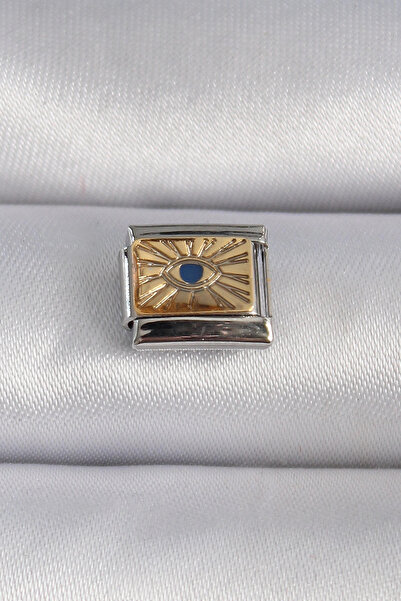 CT STONES 316L Steel Silver Color Gold Eye Embroidered Nomination Charm