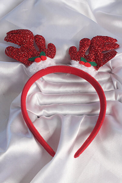 esplendor Christmas Themed Glittered Crown with Deer Horn Figure