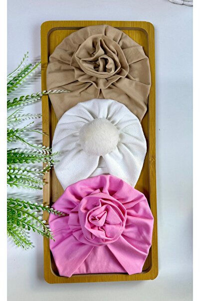 organik Pamuklu Esnek Bebek 3’lü Bone ( 0–9 Ay )