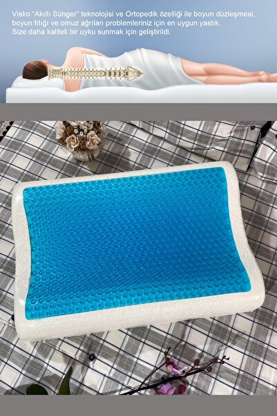 moontime alaçatı Ortopedik Jelli Visco Yastık, Terletmeyen Boyun Destekli Med...