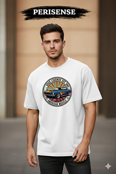 PERISENSE تي شيرت كلاسيكي للجنسين مطبوع من القطن الممشط الفاخر قصة فضفاضة