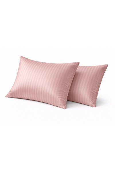 PERLE MAİSON غطاء وسادة من الساتان المخطط من بيرليمايزون، قطعتان، 100% قطن، ل...