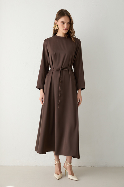 Melike Tatar Satin Dress with Cape 32-3805