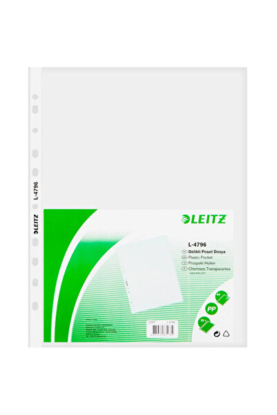 Leitz 4796 A4 Perforated Transparent Pouch File 100-Pack