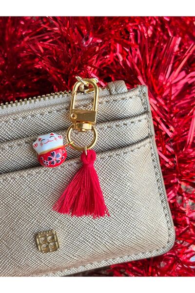 PEONY peonyofficiall Klipsli Şans Kedisi Cüzdan Süsü Charm Çanta Süsü Anahtar...