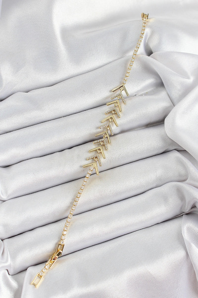 esplendor Brass Gold Color Zircon Stone Fish Scale Women's Bracelet