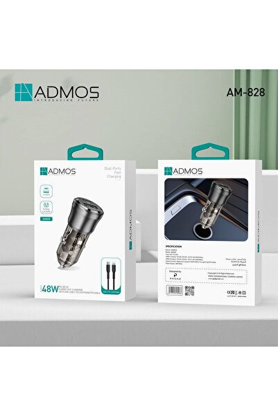 ADMOS Duel Port Car Charger with C to lightning Cable