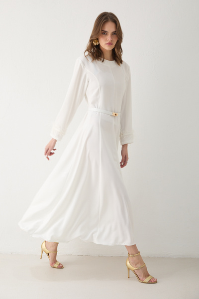 Melike Tatar Feather Belted Dress 32-2616