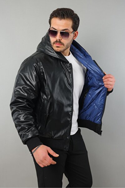 MODAEMAS Men's Winter Reversible Faux Leather Coat