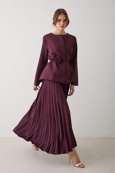 Melike Tatar Pleated Skirt and Jacket Set 32-2653