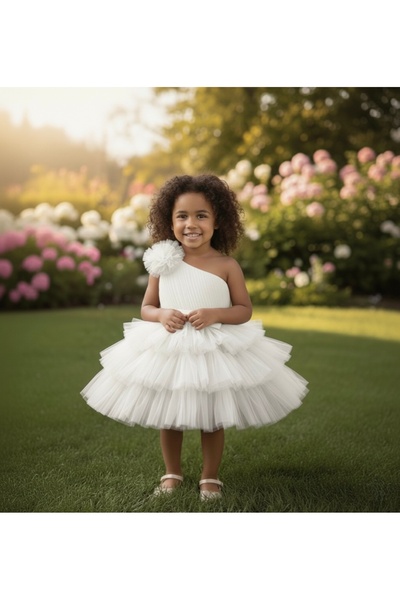 Asel Kids Rochie mini din tul cu căptușeală din bumbac cu design special pent...