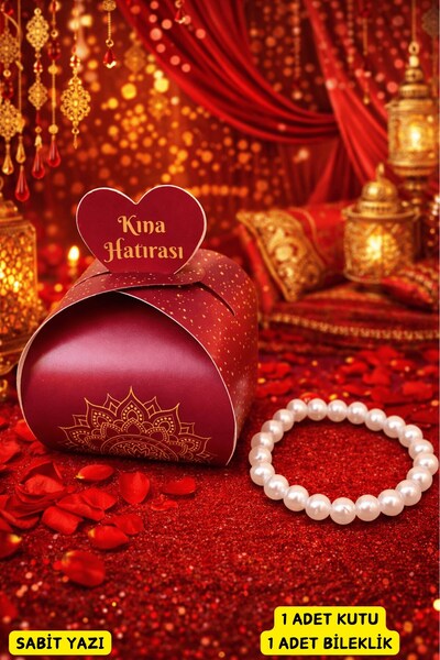 Emtory Home Lastikli İnci Bileklik | Kına Konsept Kutulu - Kına Hediyesi - Kı...