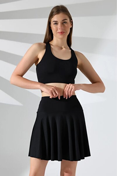 SUERTO Yüksek Bel Şortlu Etekli Badi Bikini Mayo Takımı Badi İç kısmına Dikil...