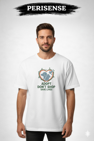 PERISENSE Unisex Rescue Animals Printed Premium Combed Cotton Oversized T-Shirt