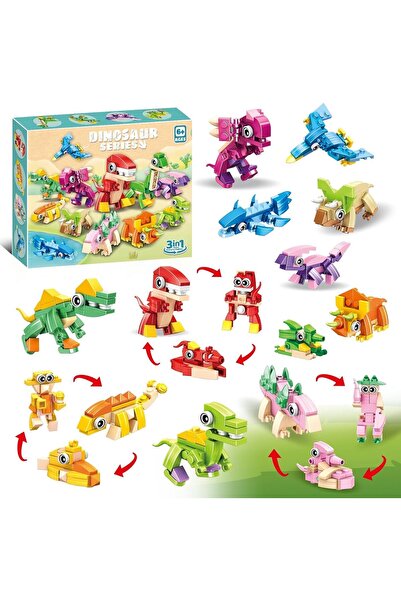 Generic عبوة من 12 قطعة تحتوي على 36 نوعًا من مكعبات بناء الديناصورات