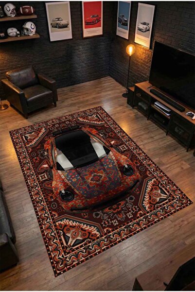 Qatalina PORSCHE Motifli Yıkanabilir Spor Yarış Arabası Desenli Oyuncu Gamer ...