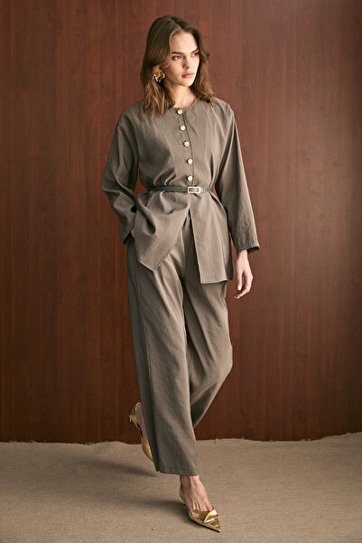 Melike Tatar Buttoned Belted Suit 32-2622